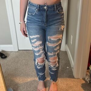 American Eagle Outfitters Distressed Skinny Ripped Blue Jeans for Women